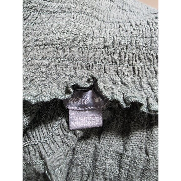 Aerie Green Smocked Midi Dress With Tie Straps & Button Front - Picture 4 of 8